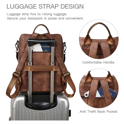 Shrrie Backpack Purse for Women Leather Backpack Fashion Designer Convertible Shoulder Bag