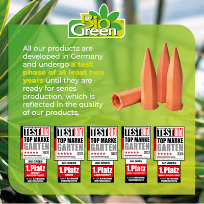 BioGreen Set of 4 Hydro Wine Watering System for Balcony and Pot Plants | Clay Watering Cones Suitable for Wine Bottles I Water Dispenser for Potted Plants | No Overwatering and Drying Out