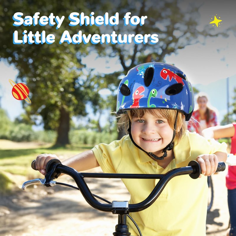 Kids/Youth Bike Helmet for Boys Girls and Teens, Adjustable and Multi-Sport for Bicycle, Kick Scooter, Skateboard, Roller/Inline Skate (Dinosaur)