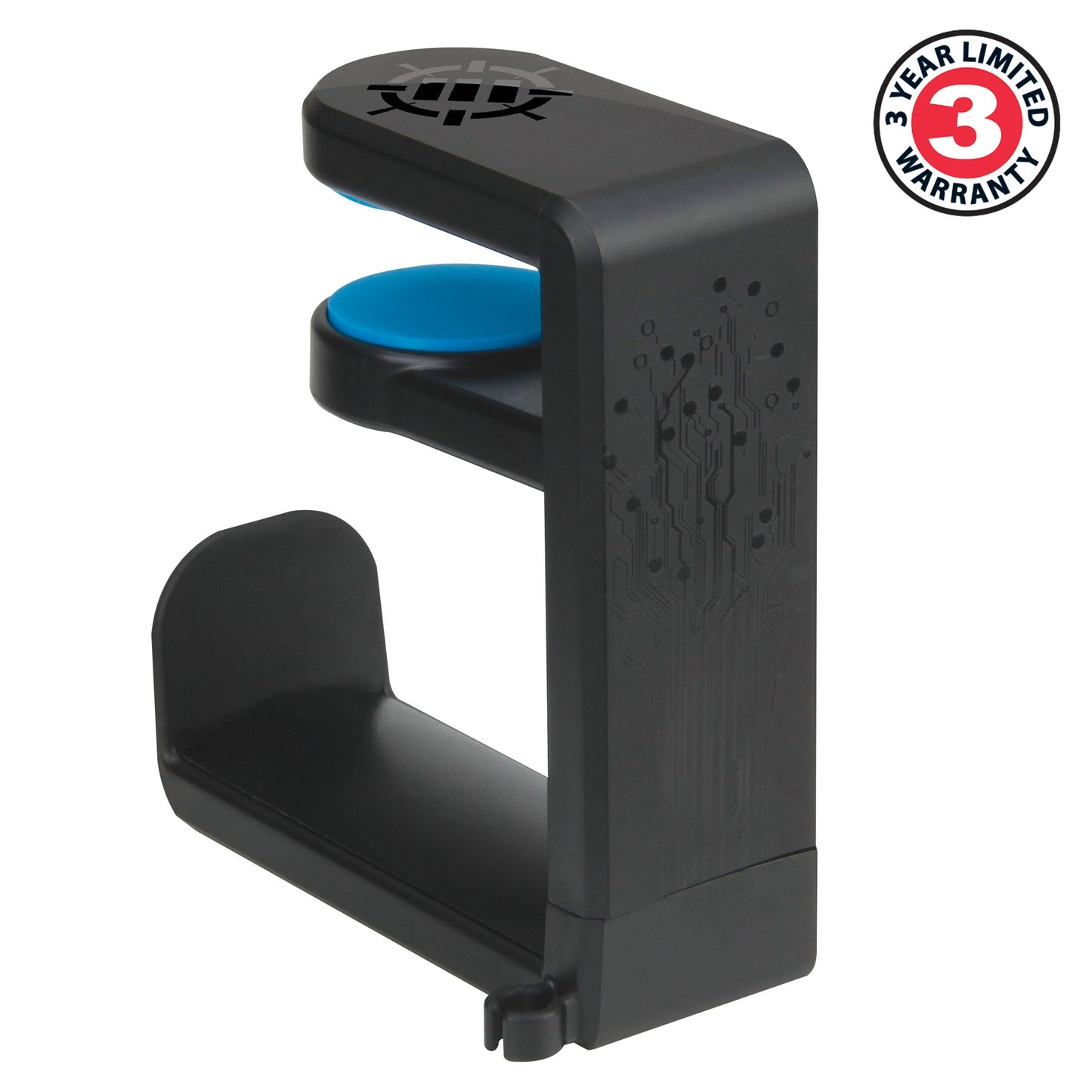 ENHANCE PC Gaming Headphone Holder - Desk Headphone Hanger Esports Headset Holder with Adjustable 360 Rotation, Under Desk Hook Clamp, Universal Fit - Built in Cable Clip Organizer - Black