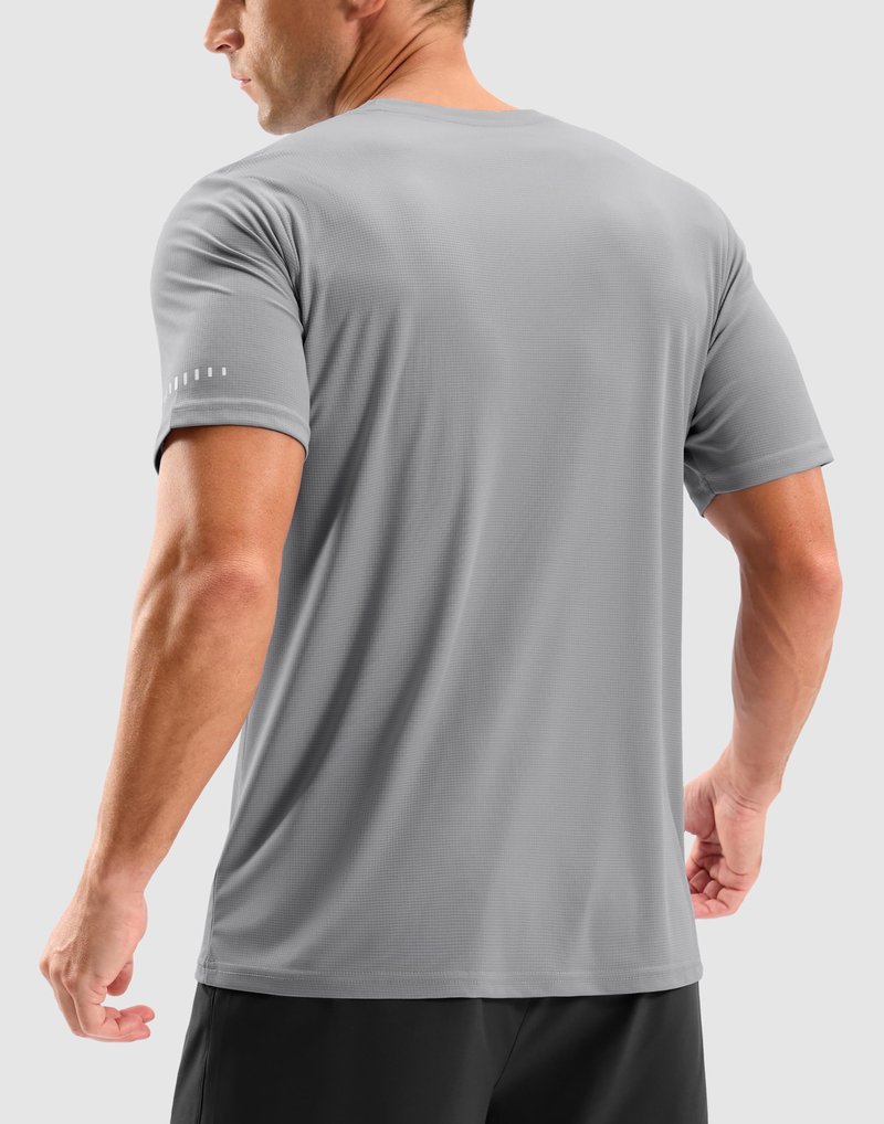 Men's Workout Breathable T-Shirts Dry Fit UPF 50+ Sun Shirts Quick Dry Cooling Tee for Athletic, Running, Hiking (Silver Grey, 2XL)
