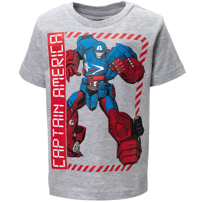 Marvel Avengers Mech Strike Spider-Man Hulk Iron Man Little Boys 4 Pack Graphic T-Shirts Blue/Green/Grey/Red 6