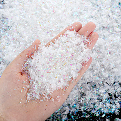 Hungdao Christmas Fake Snow Decoration Winter Faux Snow for Crafts Glitter Twinkles Snowflakes Powder Filler Sparkly White Artificial Snowflakes for Xmas Village Globe Christmas, 3.8 Ounce