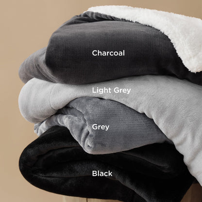 Bedsure Sherpa Fleece Throw Blanket - Fluffy Microfiber Solid Blankets for Bed and Couch Throw/Single Size, Silver Grey, 130x150cm