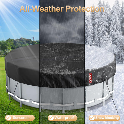 LXKCKJ 12 Ft Round Pool Cover, Solar Covers for Above Ground Pools, Inground Pool Cover Protector with Drawstring Design Increase Stability, Hot Tub Cover Ideal for Waterproof and Dustproof (Black)