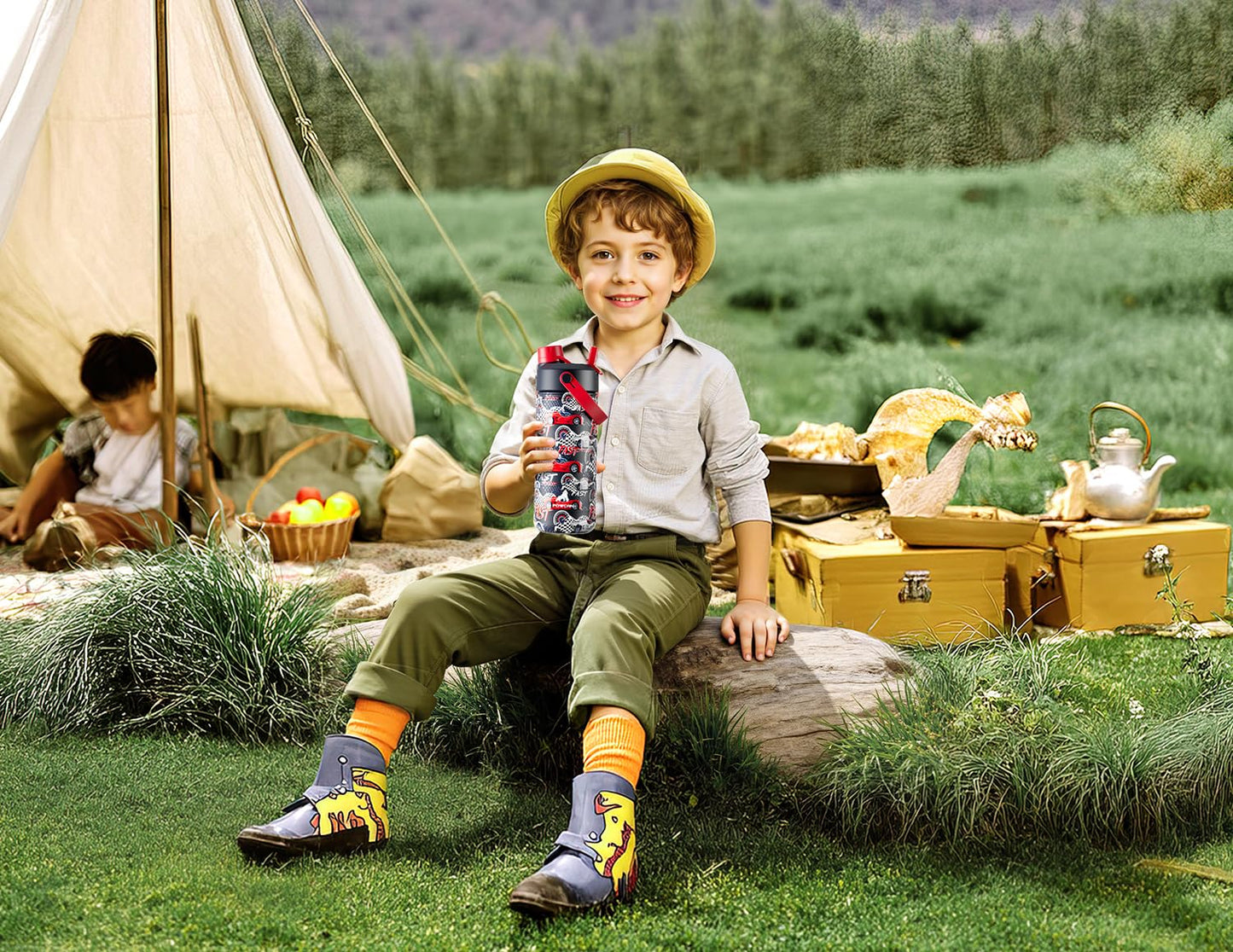 18 oz Kids Water Bottle for School: Leakproof, 2-in-1 Straw Spout Lid, BPA-Free, Easy Carry, Keep Cold 24H, Insulated Stainless Steel Cup for Backpack, Sports, Camping, Trip, Gift, Home (Cute Unicorn)