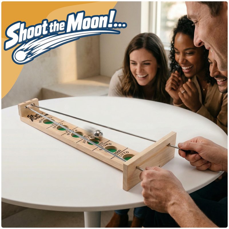 WE Games Shoot the Moon - Classic Solid Wood Rolling Ball Game for Family Fun & Skill Building, Enhances Social Skills, Patience & Perseverance