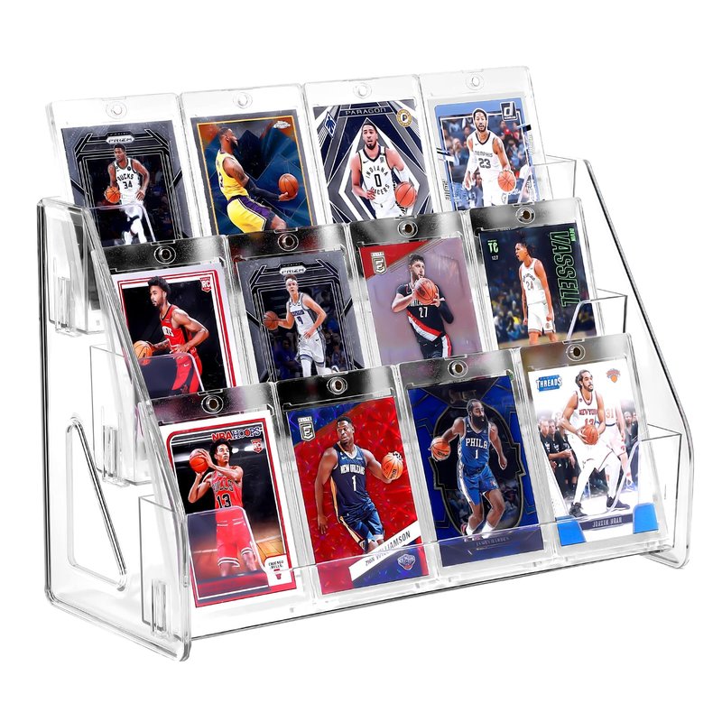TrendTrust Trading Card Display Stand, Vertical Holder for Baseball Basketball Sports Graded Card Display Stand Tabletop for PSA BGS SGC Slabs, Snap-On Assembly(3 Tier, 1 Pack)