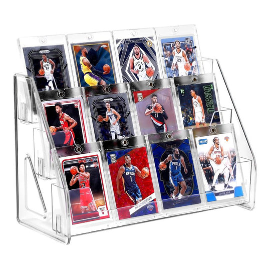 TrendTrust Trading Card Display Stand, Vertical Holder for Baseball Basketball Sports Graded Card Display Stand Tabletop for PSA BGS SGC Slabs, Snap-On Assembly(3 Tier, 1 Pack)