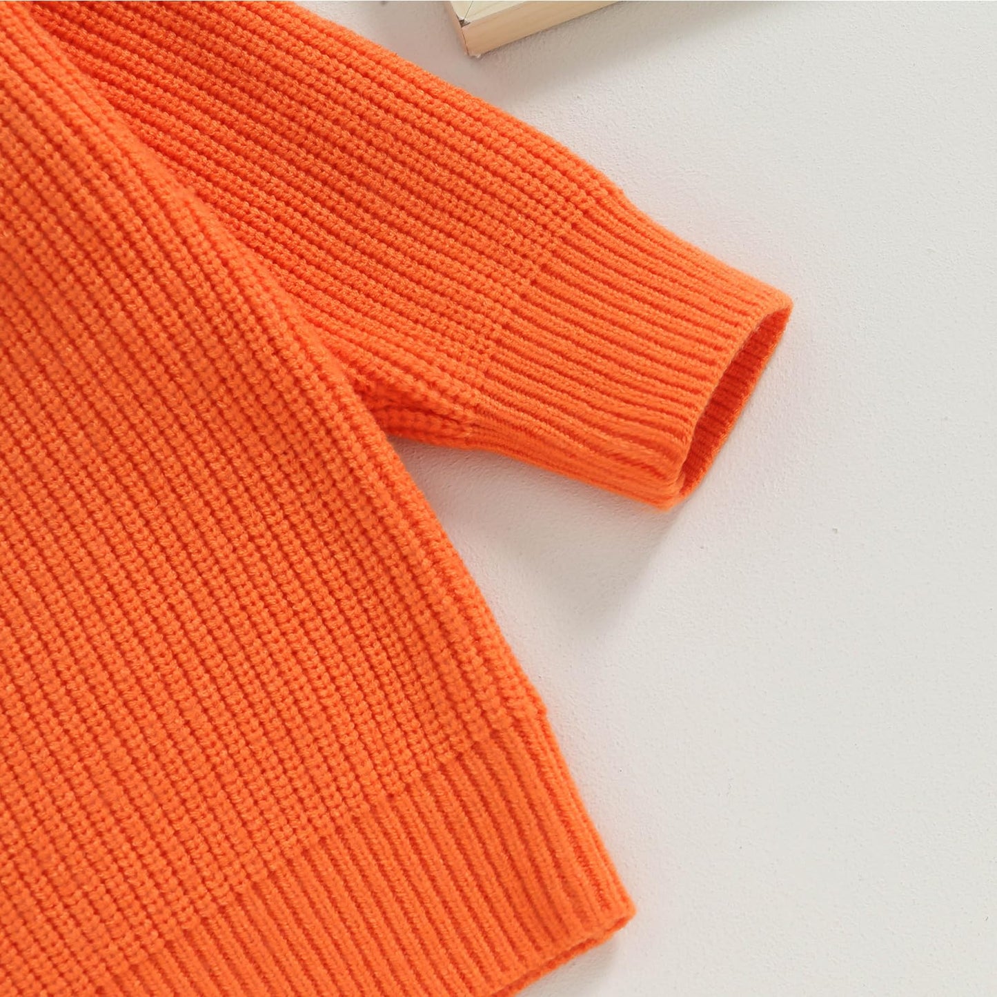 Kuriozud Toddler Baby Boy Girl Halloween Outfit Knit Ghost Boo Pullover Sweater Crewneck Sweatshirt Soft Warm Fall Winter Clothes (Ghost Orange,5-6 Years)