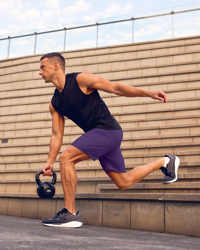 Men's Athletic Running Shorts with Zipper Pockets Quick Dry 7"/ 5"/ 9" Workout Gym Shorts for Basketball Hiking(Purple,9S)