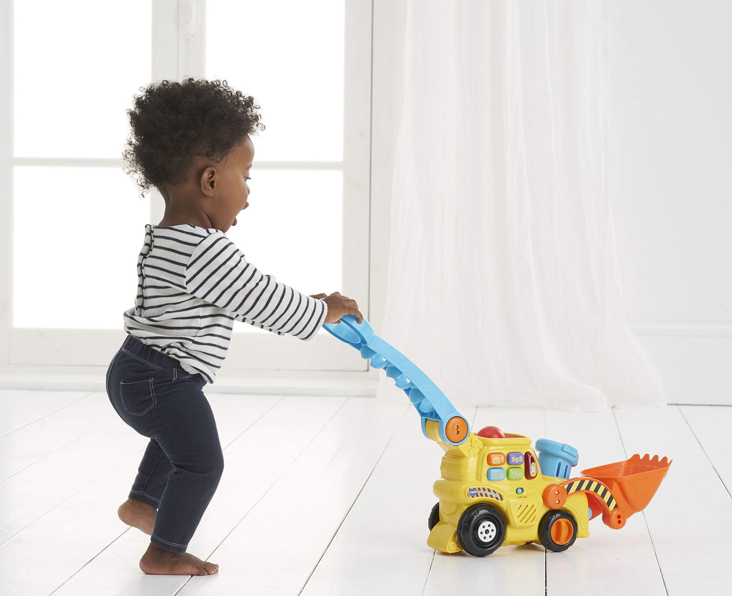VTech POP and Drop Digger, Educational Push Along Digger for Toddler, Toy Gift for 12 Months to 2 3 Years Boys and Girls. English Version