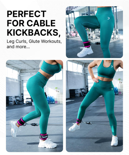 DMoose Ankle Strap for Cable Machine Attachments - Gym Ankle Cuff for Kickbacks, Glute Workouts, Leg Extensions, Curls, Booty Hip Abductors Exercise for Men Women