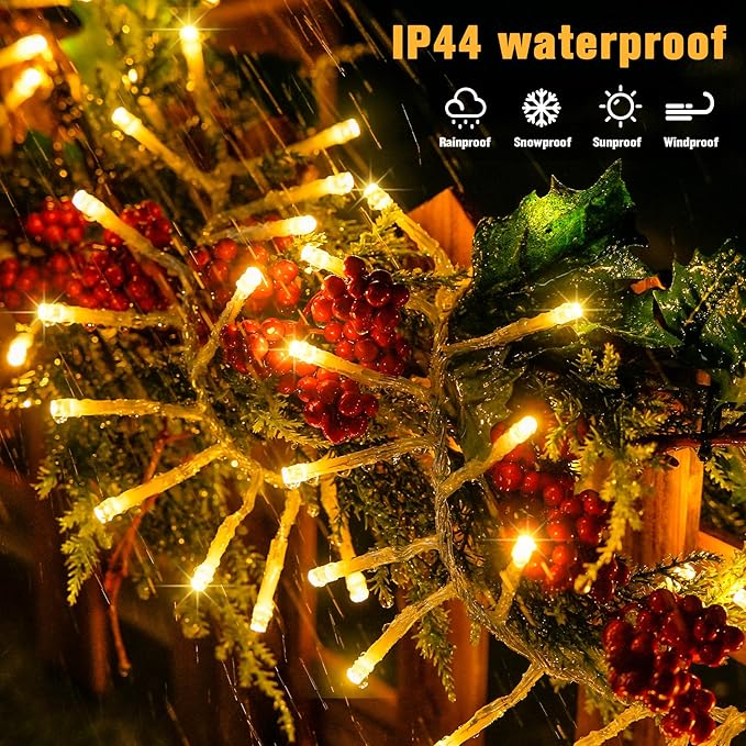 JMEXSUSS Warm White 800 LED Christmas Cluster Lights Plug in, 40ft Christmas String Lights Outdoor Waterproof with Remote, 8 Modes Christmas Tree Lights for Christmas Tree Wreath
