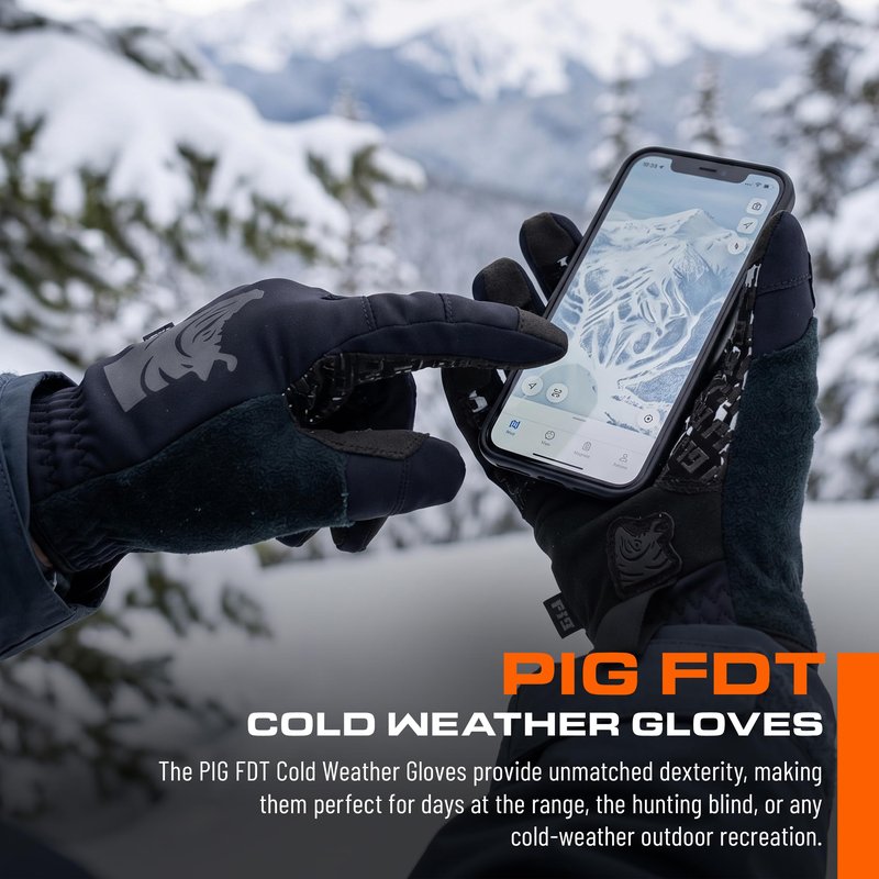 PIG FDT Full Dexterity Cold Weather Gloves, Insulated, Touchscreen Compatible, Silicone Grip, for Shooting Sports, 1 Pair