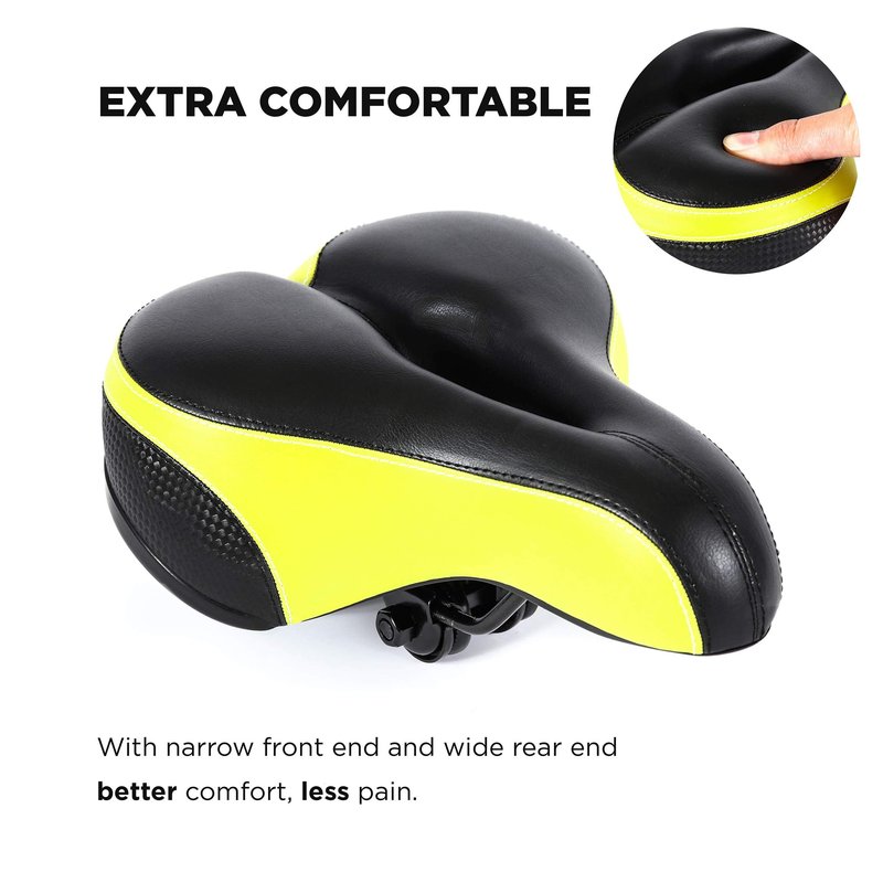 EBIKELING Bike Seat Dual Shock Absorbing Soft Comfortable Padded Bicycle Seat Cushion for Men Women Comfort - Memory Foam Universal Fit Bike Saddle for Exercise Outdoor Mountain Bikes