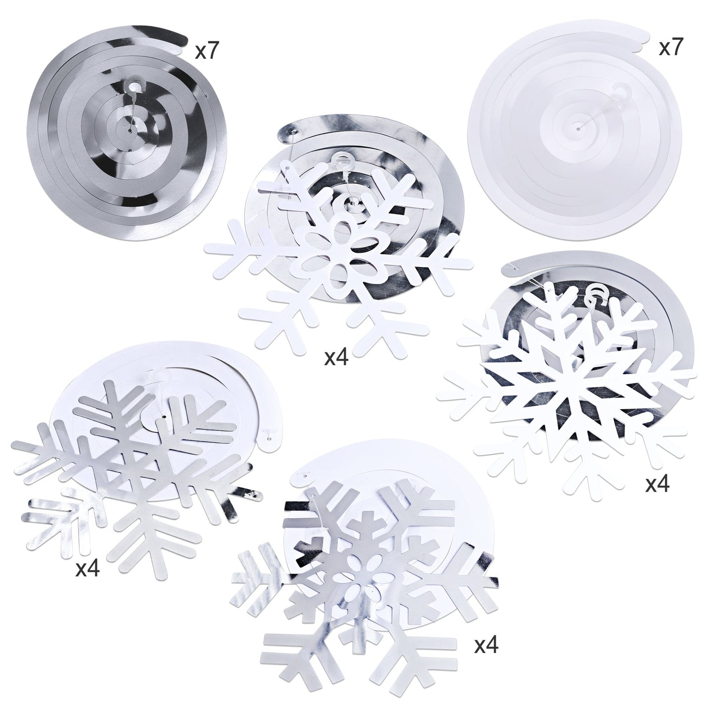 Snowflake Swirls Decoration(30pcs), Konsait Merry Christmas Snowflake Hanging Swirls Garland Foil Ceiling Ornaments for Xmas Winter Wonderland Holiday Party Decor Supplies,Already Assembled