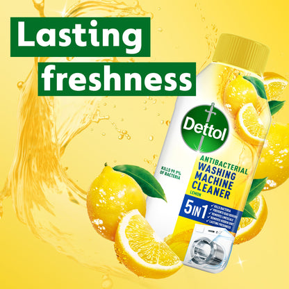 Dettol Washing Machine Cleaner, Lemon, Multipack of 6 X 250ml, Total of 1.5L, Wasing Machine Limescale Remover, Washing Machine Descaler, Antibacterial, Disinfectant, Laundry