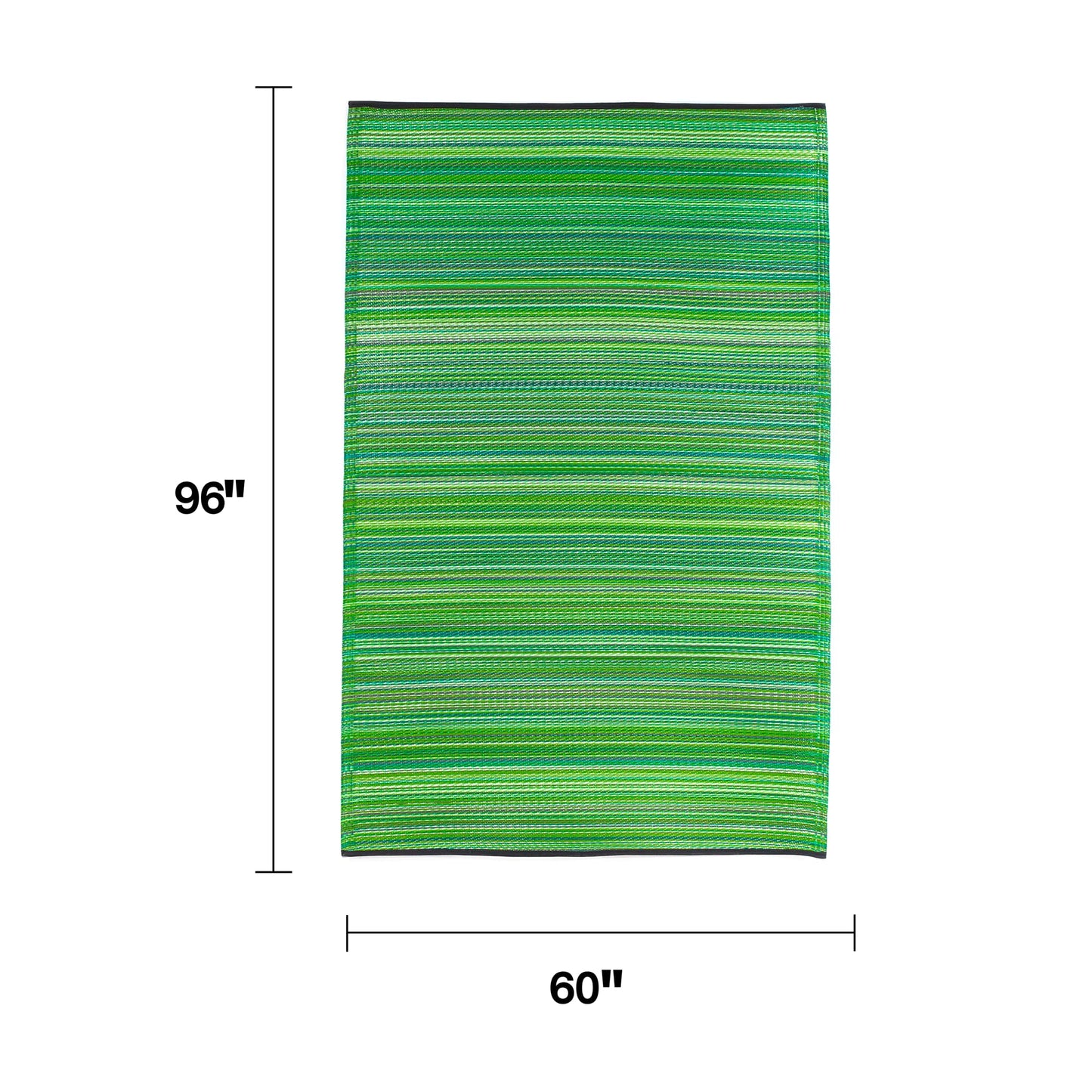 Fab Habitat Outdoor Rug - Waterproof, Fade Resistant, Crease-Free - Premium Recycled Plastic - Striped - Patio, Porch, Deck, Balcony - Cancun - Green - 5 x 8 ft