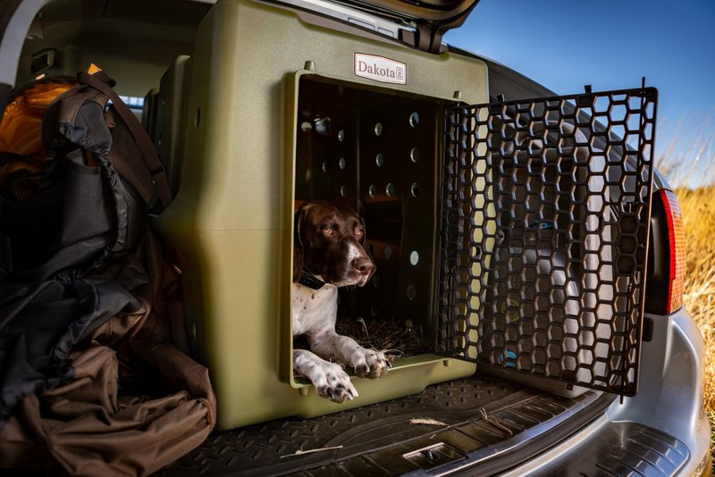 Dakota 283 Canine Rough and Tough Economy Dog Crate w/Removable Two-Way Door - Heavy Duty Outdoor Kennel for Large Breed Dogs (Olive, Large)