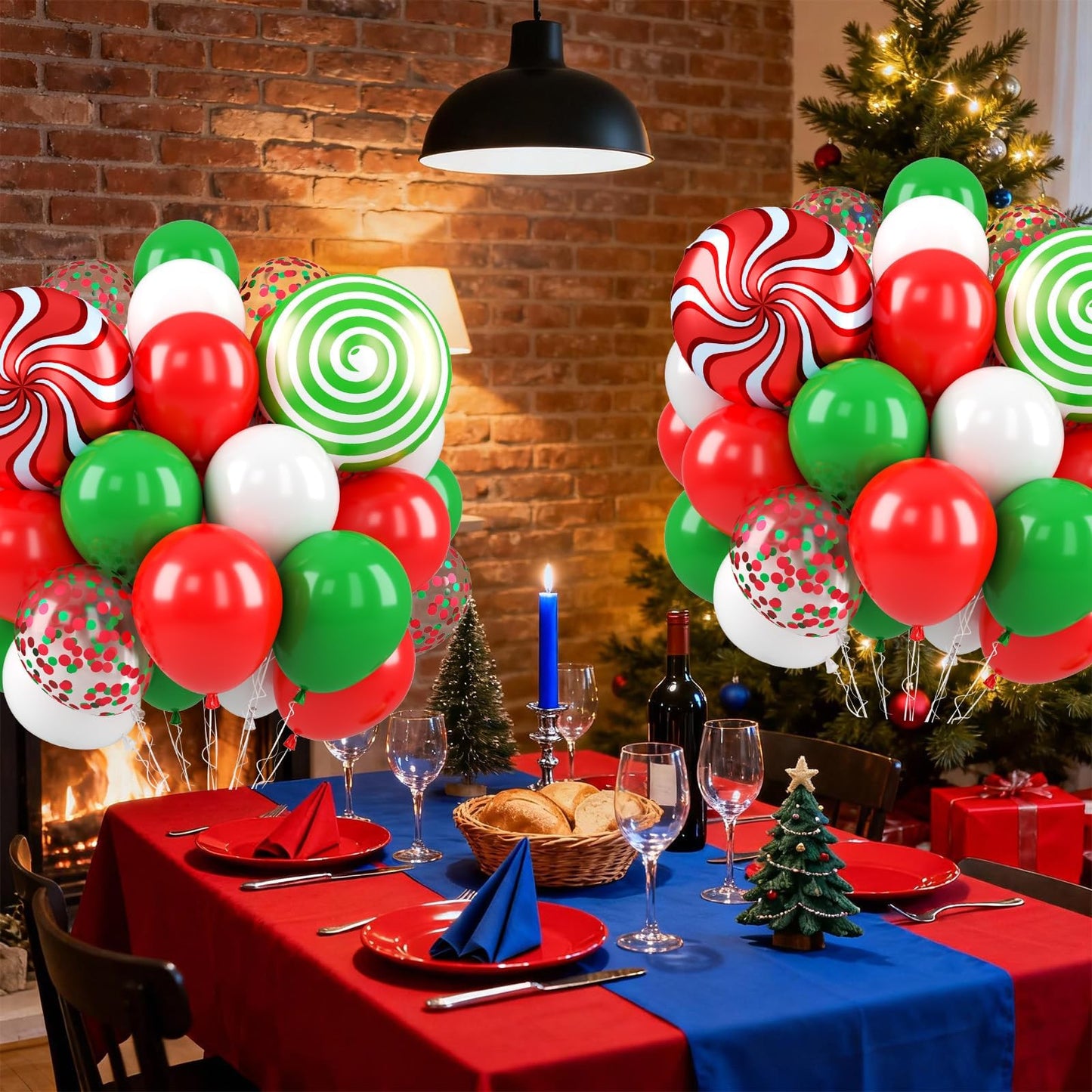 Christmas Balloons,12 Inch Christma Green Red White Balloon,4pcs Foil Candy Balloon for MerryChristma Party Xmas Decorations,Birthday,Baby Shower