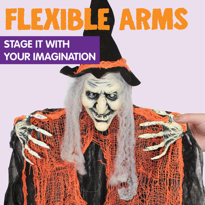 JOYIN 3 Pack 35” Hanging Ghosts Witch Pumpkin Decor Hanging Halloween Decorations Outdoor Halloween Decor, Scary Flying Witch Grim Reapers Haunted House Front Porch Decor Yard Garden Lawn Party