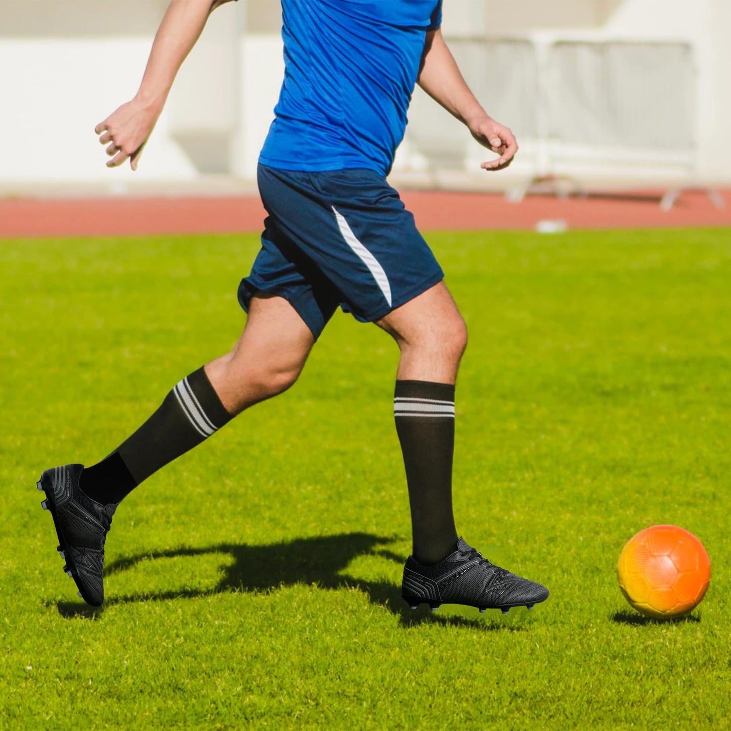 DREAM PAIRS Mens Sport Flexible Athletic Lace Up Light Weight Outdoor Cleats Football Soccer Shoes,Size 7,Black/Dark/Grey,160859-M