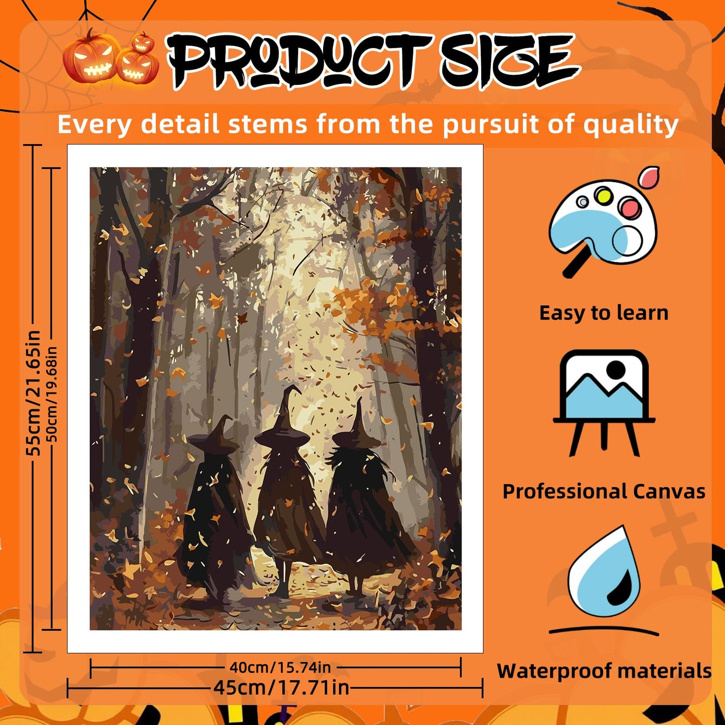 Reivworl Halloween Paint by Numbers Kit for Adults, Witch Paint by Numbers, Adult Paint by Number Kits for Gifts and Home Wall Decor 16x20 Inch