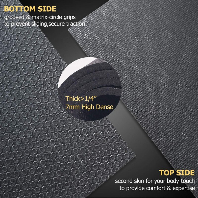 Large Exercise Mat - Thick Non-Slip Workout Mat for Home Gym | 6'x4'/6'x5'/6'x6' | Durable Cardio & Fitness Flooring