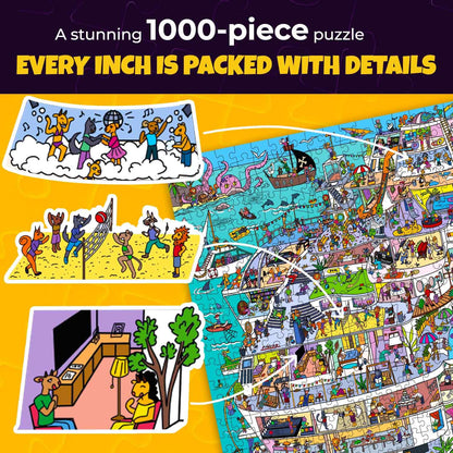 QUOKKA 1000 Piece Jigsaw Puzzle for Adults Cruise Vistas – Premium Box Packaging with Extra Fun Challenges - Stunning Scenic Animal Puzzle - Perfect for Relaxation - Creativity & Gift Giving