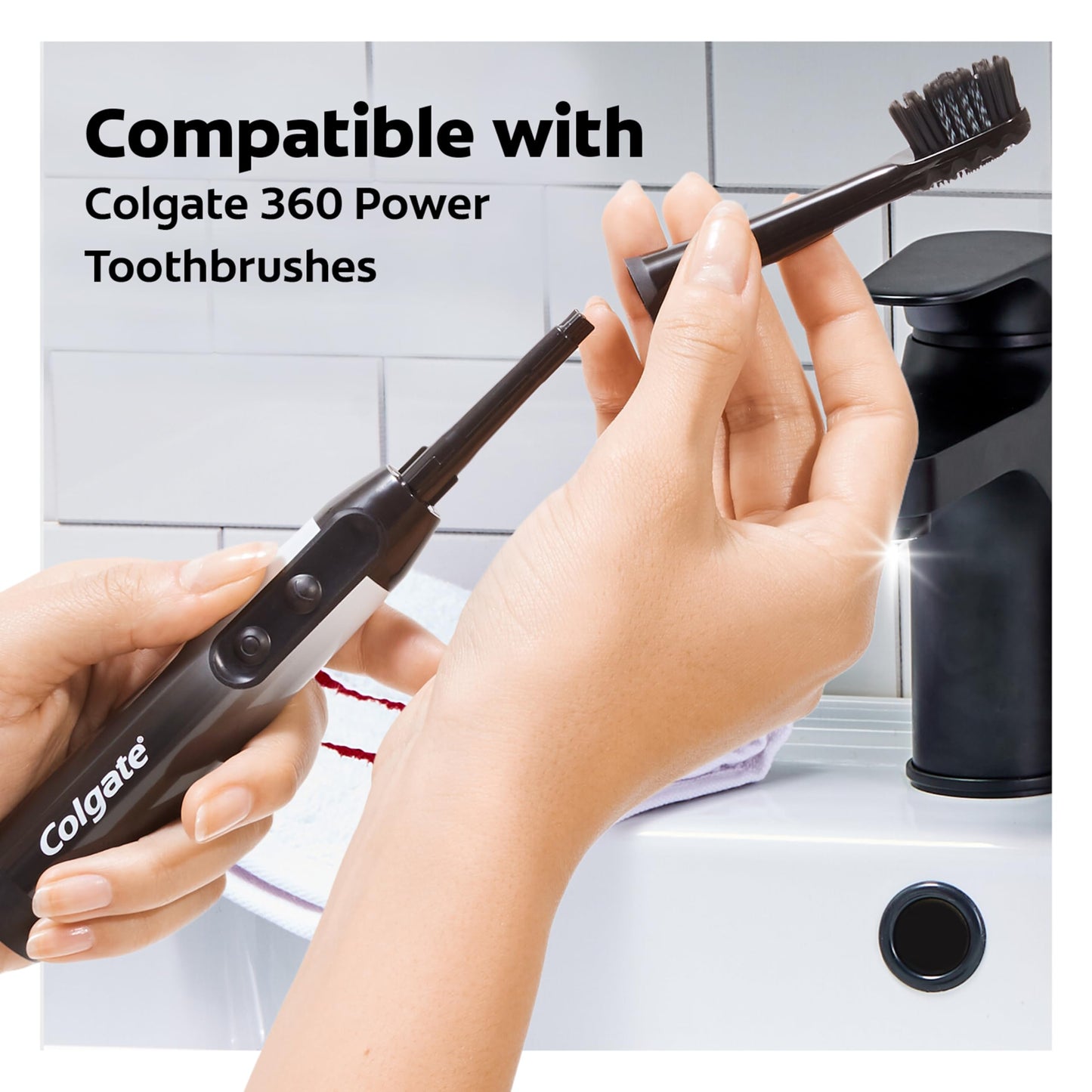 Colgate 360 Vibrate Charcoal Battery Operated Toothbrush Pack, Soft with 1 AAA Battery Included, Black, 2 Count
