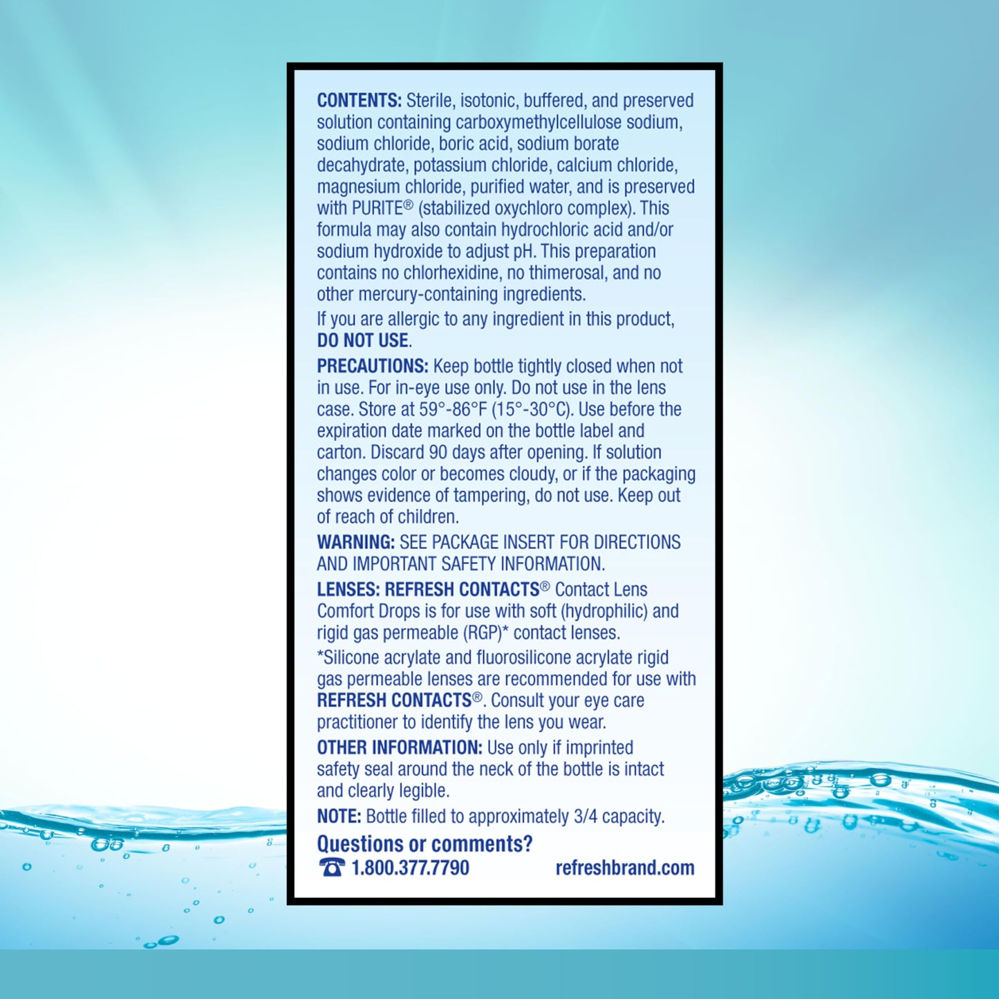 Refresh Contacts, Eye Drops For Dry Eyes, Contact Lens Comfort, 0.4 Fl Oz Sterile