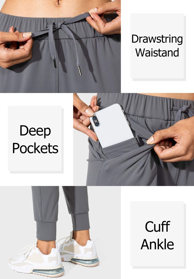 SANTINY Women's Joggers Pants Pockets Drawstring Running Sweatpants for Women Lounge Workout Jogging(Dark Grey_M)