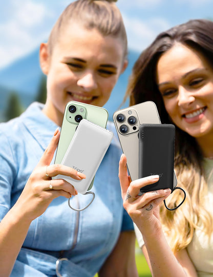 TG90° Portable Charger 10000mah Cell Phone Battery Backup, Ultra Slim Power Bank with Built in Lightning and USB-C Cable, Portable Phone Charger Battery Packs Compatible with iPhone Android Phones
