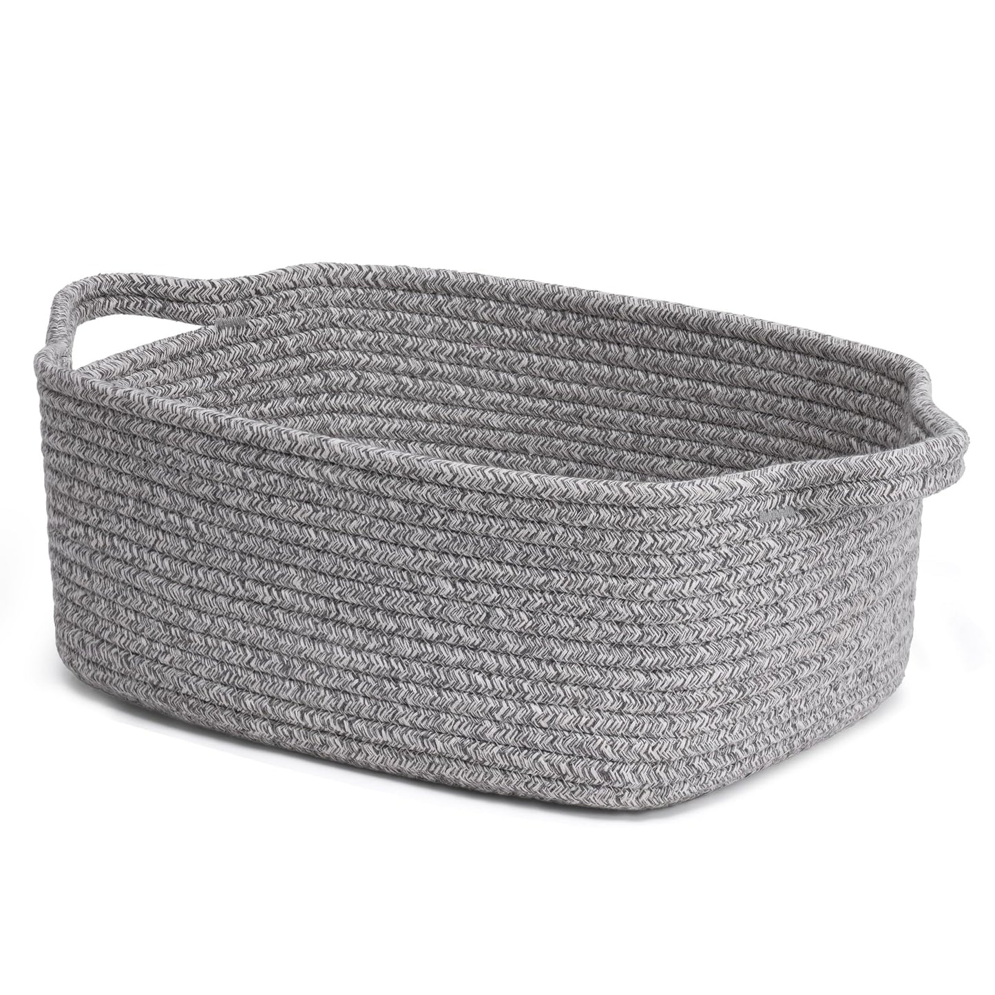 CHICVITA Storage Basket for Gifting, Small Woven Basket for Towels, Cute Baskets for Baby, Nursery, Decorative Rope Baskets for Living Room, Grey, 13 x 9.8 x 5 inches