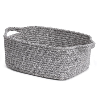 CHICVITA Storage Basket for Gifting, Small Woven Basket for Towels, Cute Baskets for Baby, Nursery, Decorative Rope Baskets for Living Room, Grey, 13 x 9.8 x 5 inches