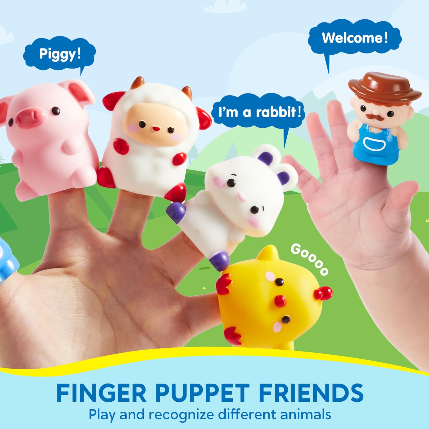 Play-Act Learning Toy for Toddlers 1 2 3 Years Old, Counting, Matching & Sorting Montessori Learning Farm Train Including 9 Farm Animals and 1 Farmer, Christmas Birthday Gift for Baby Boys Girls