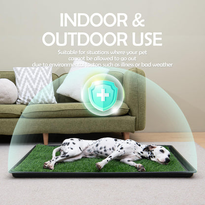 MEEXPAWS Dog Toilet with Artificial Grass | Large Litter Tray 85×59 cm | 2×Grass Patches for Dogs Replacement | Indoor Dog Potty with Training Pads | Rapid Drainage Pee Pads for Dogs