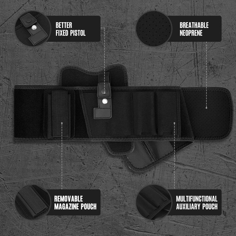 Belly Band Holster for Concealed Carry | Fits Glock, Sig P365, Taurus & More - Adjustable Size for Men & Women