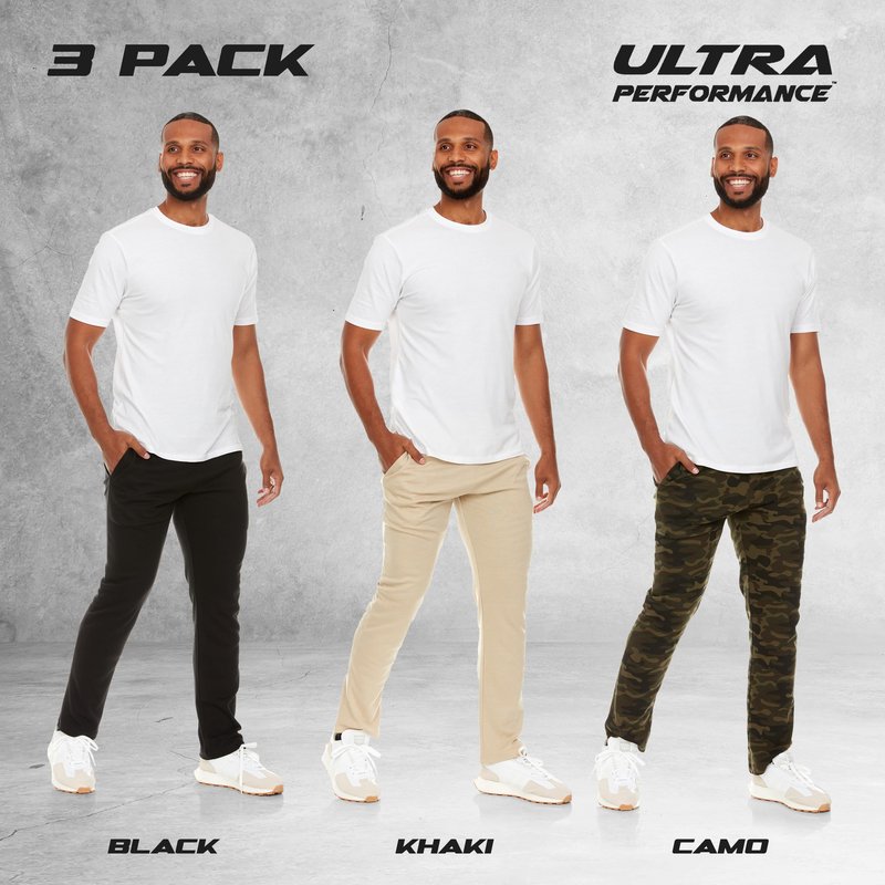 Ultra Performance 3 Pack Mens Sweatpants, Wide Leg Open Bottom Lounge Sweat Pants for Men
