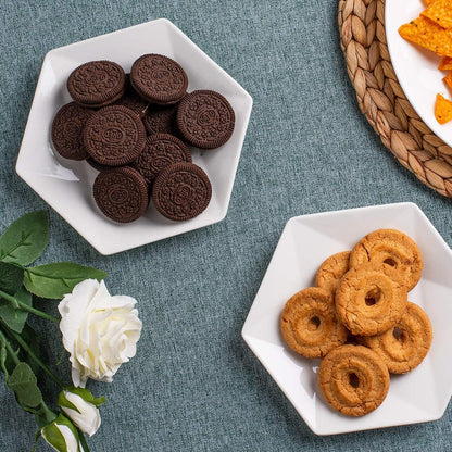 DELLING Appetizer Plates, White Ceramic Dessert Plates, Salad Plates Set, 7 inch Small Plates Set for Dessert, Snacks, Pasta, Side Dishes, Serving Plates Set of 6, Dishwasher Microwave Oven Safe