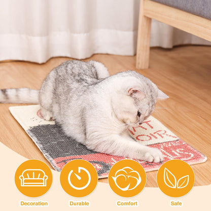 Furrther Sisal Cat Scratcher Mat (Use on Wall, Couch and Carpet), Durable and Shedding-Resistant Cat Scratching Surface - 21.7x13 inch with Adhesives and Twist Pins (The Black Cat Vintage Poster)
