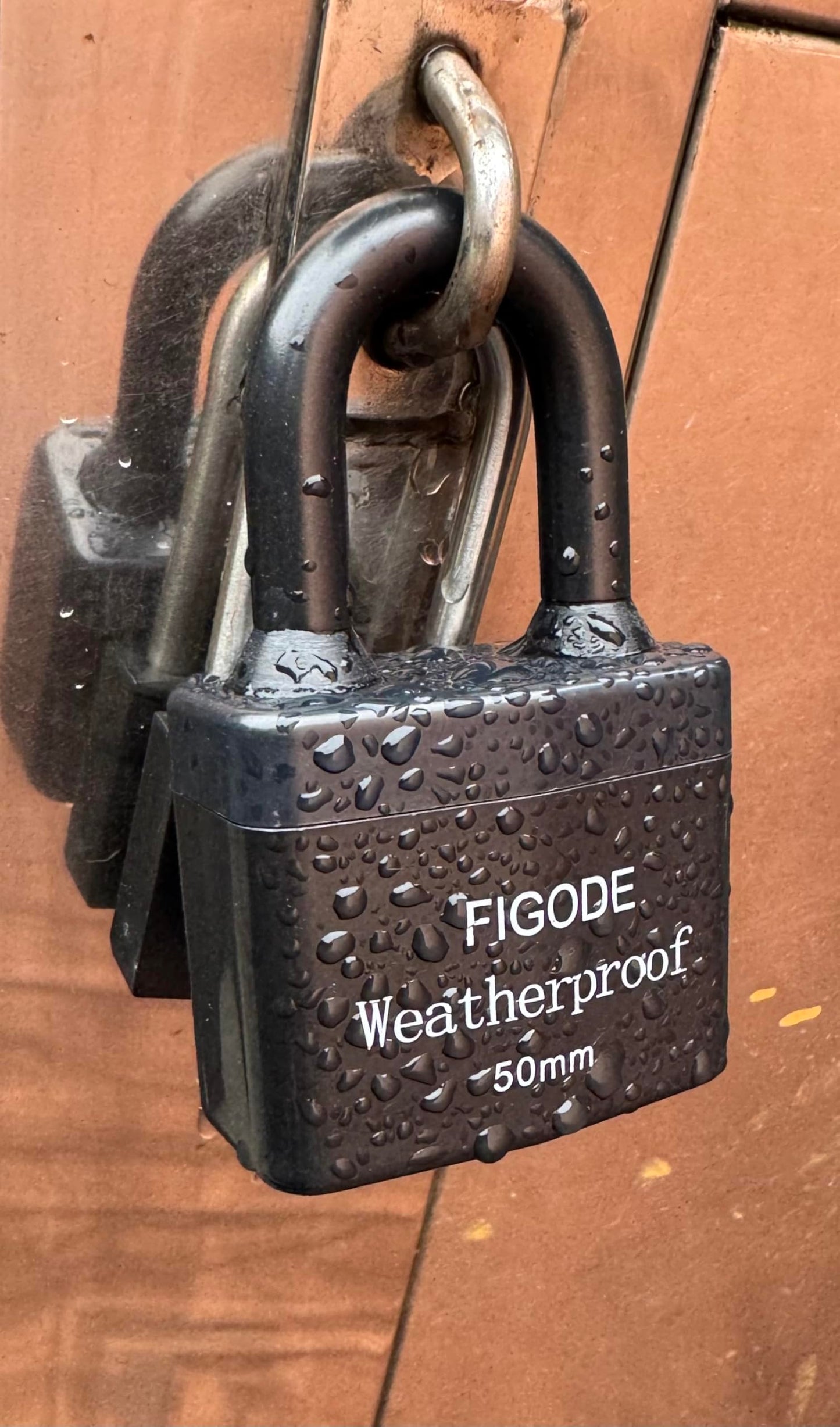 FIGODE® Outdoor Waterproof Padlock, Large Heavy Duty Sturdy Covered Laminated Steel Keyed Lock, 2.2 in. Wide