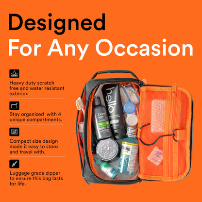 Fitdom Hanging Toiletry Bag Tactical Dopp Kit Case For Men. Perfect For Travel & Storage. Fits Large & Small Cosmetic, Clipper, Toothbrush, Shaving & Shower Care. Best Overnight Organizer