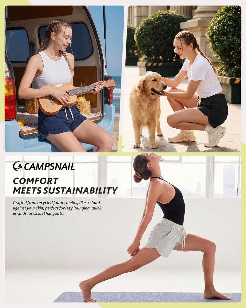 CAMPSNAIL Athletic Shorts for Women - Workout Casual High Waisted Black Sweat Shorts Comfy for Running Gym Lounge Summer