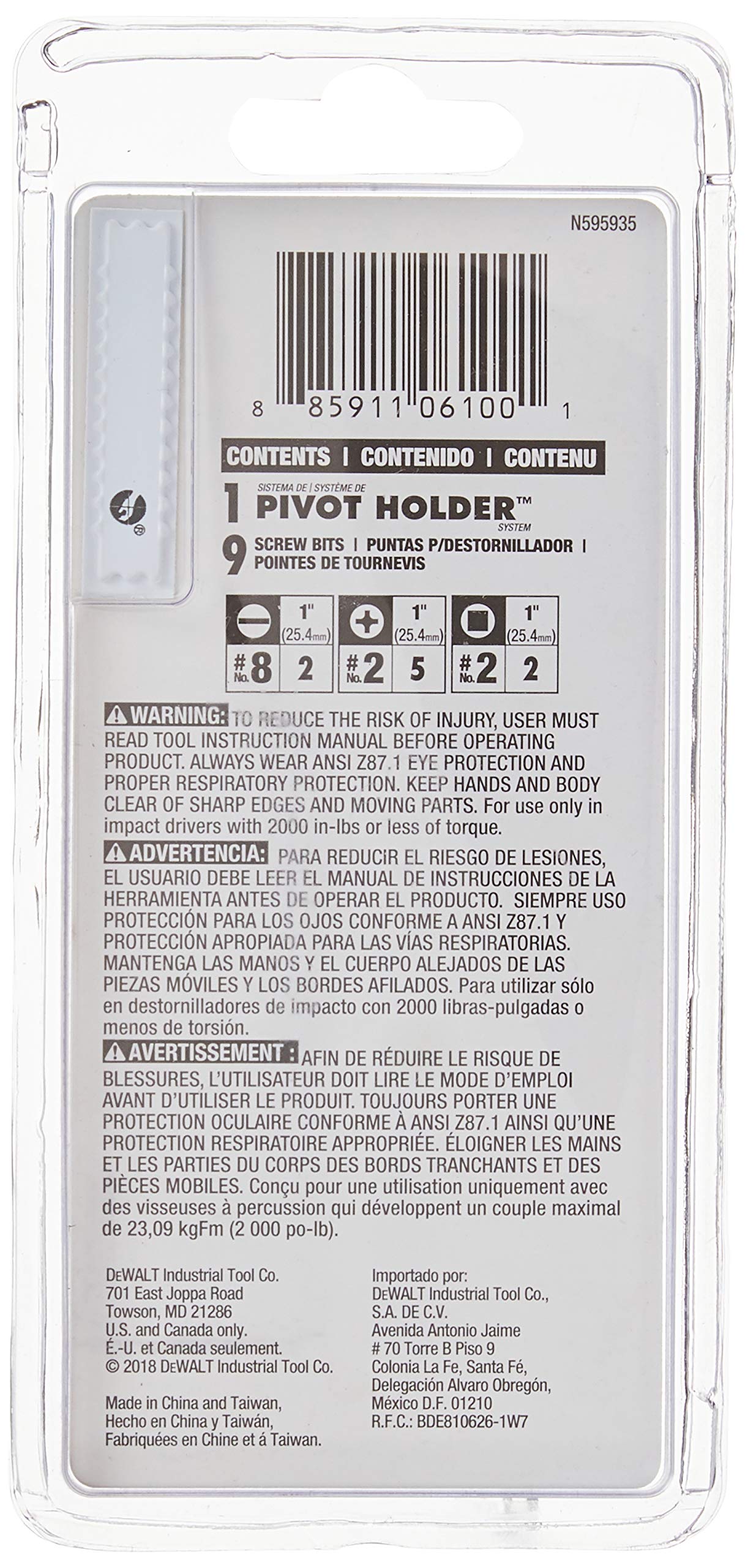 DEWALT DWPVTSET Pivot Holder Set with Bit Bar, 10-Piece