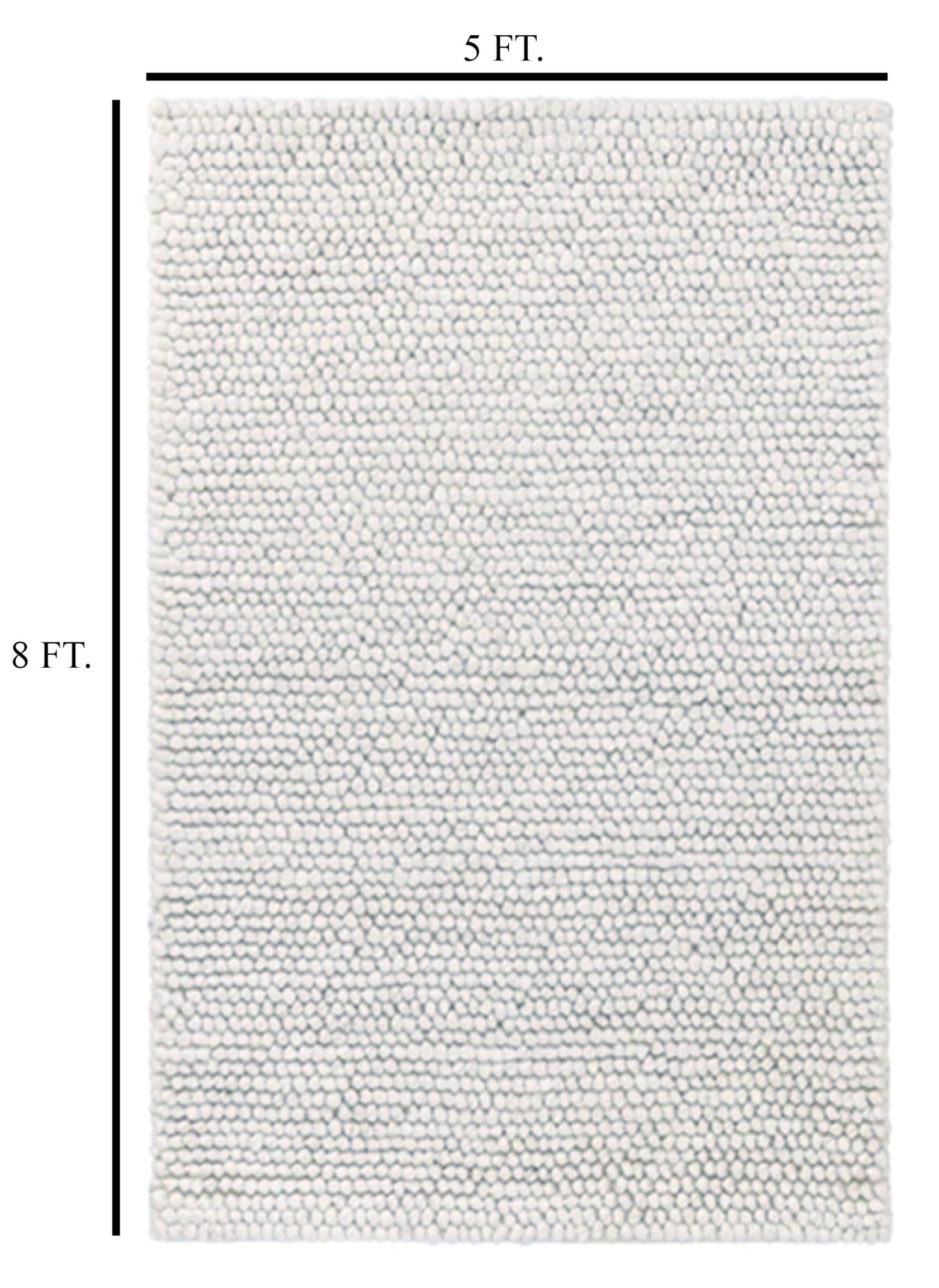 S & L Homes Wool Cotton Hand Woven Chunky Knit Popcorn Rug - Ivory Contemporary Area Rug for Living Room Bedroom (5' x 8' - Ivory)