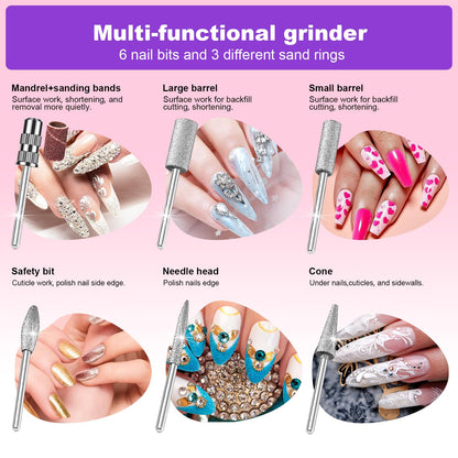 LAVAED Professional Nail Drill Electric Nail File Kit, Nail Filer Electric with 156pcs Sanding Bands and Nail Dril Bits for Acrylic, Gel Nail Manicure and Pedicure, Pink