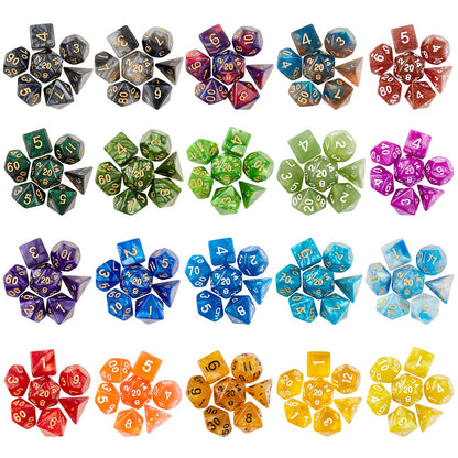 DND Dice Set (140 Pieces), Huuancy Polyhedral Dice for Dungeons and Dragons DND RPG MTG Table Games with 1 Large Flannel Bag, 20 Colors