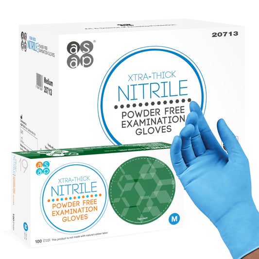 ASAP Blue Nitrile Gloves Disposable Latex Free - 4 Mil, Powder Free, Food Safe, Kitchen & Medical Gloves - Durable Rubber Cleaning & Tattoo Supplies (X-Large, 100 Count)
